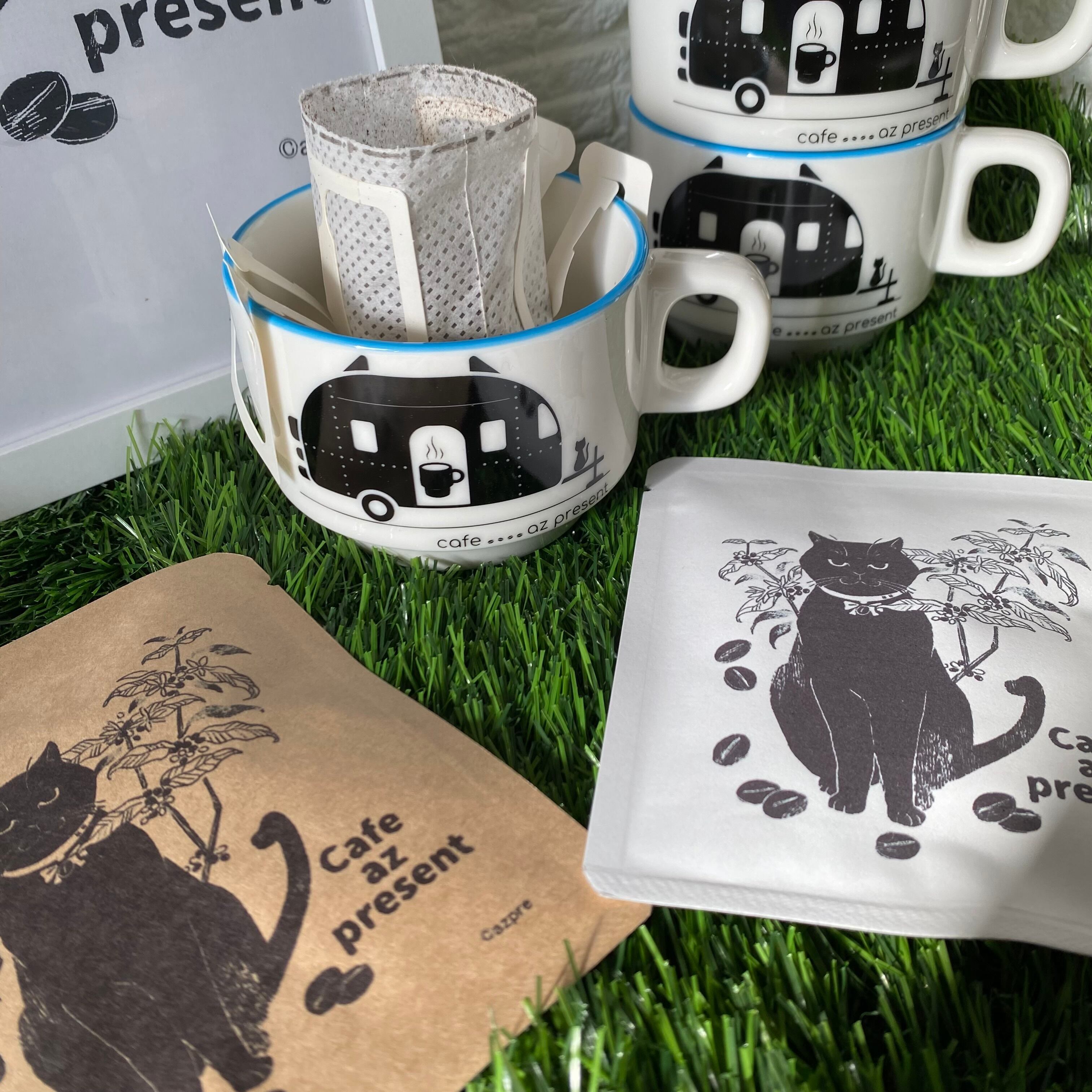 猫ラベル 白(深煎り)3個セット azpresent ドリップバッグ珈琲 | azpresent
