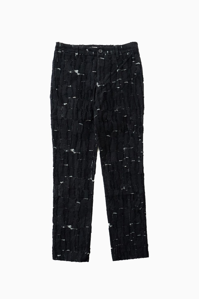 ISSEY MIYAKE BLACK DISTRESSED SLACKS