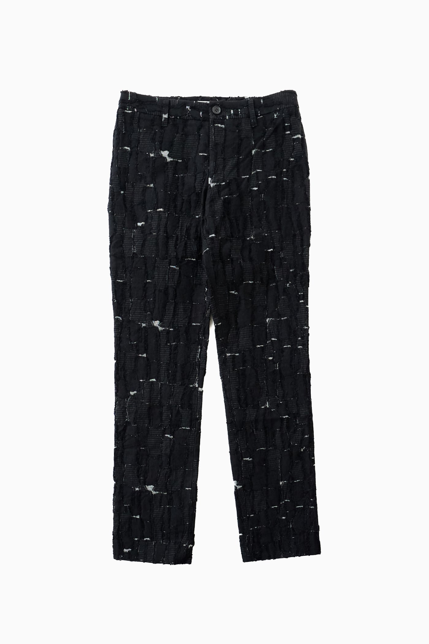 ISSEY MIYAKE BLACK DISTRESSED SLACKS