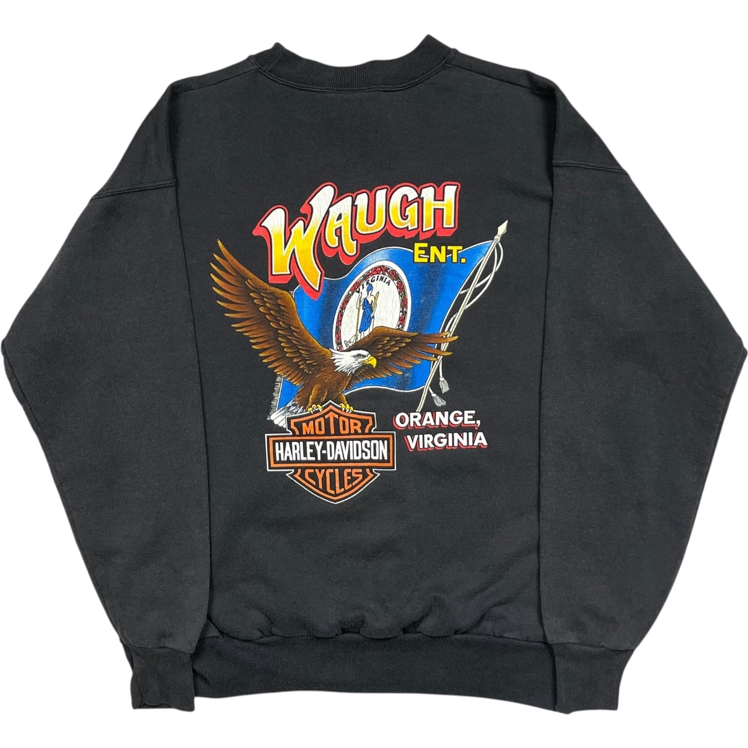 《M》Harley-Davidson ハーレーダビッドソン スウェット フロントプリント バックプリント ブラック USA製 90年代 vintage no.9831