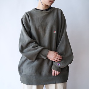 90s' " Champion " over silhouette clash design reverse weave