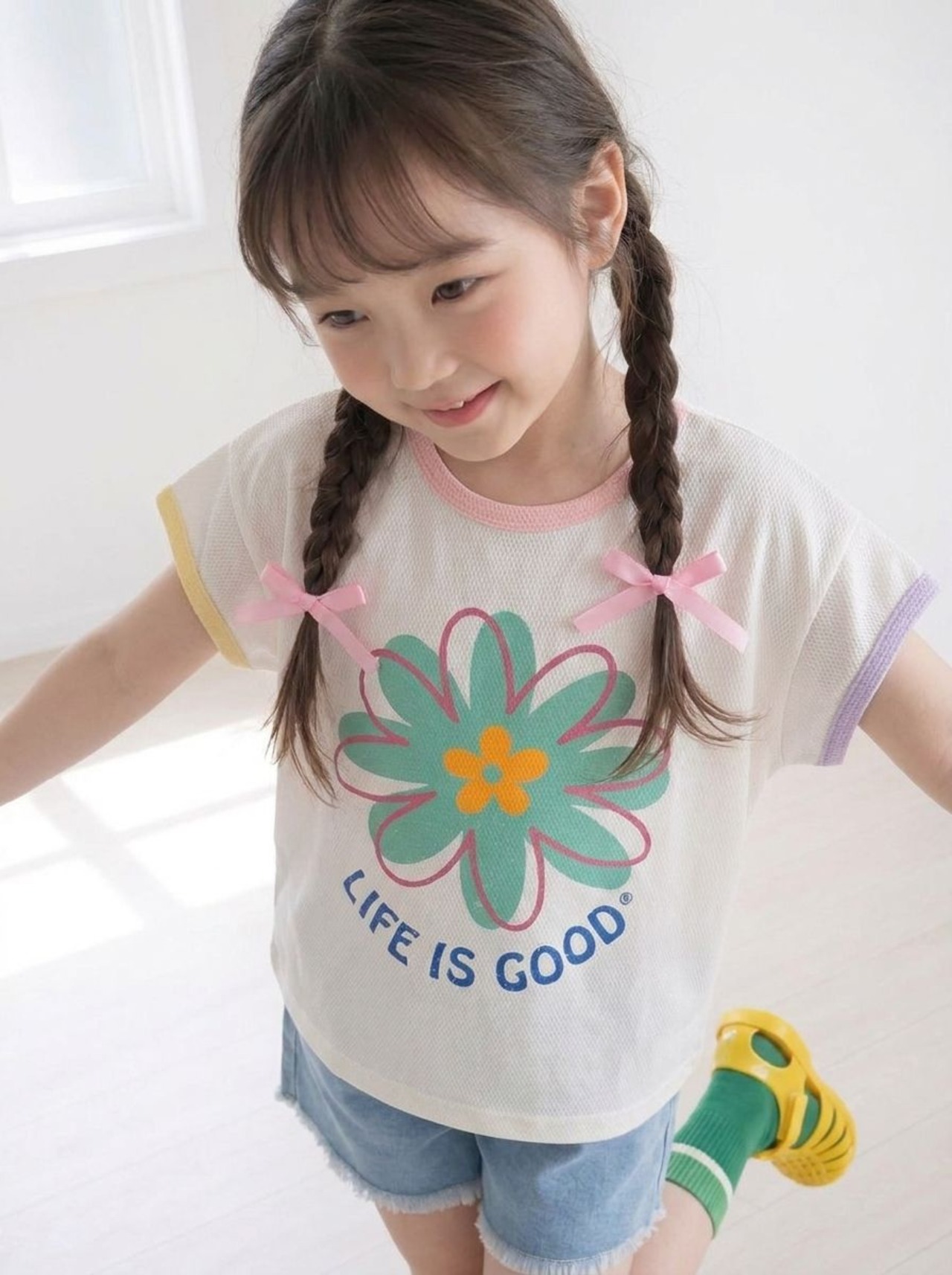 [Orangemom] Triple floral color block T-shirt (13/15) / [오렌지맘] 삼중꽃배색티셔츠 (13/15)