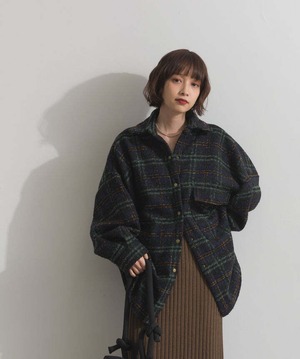 HD2510028 ブークレチェックシャツジャケット green