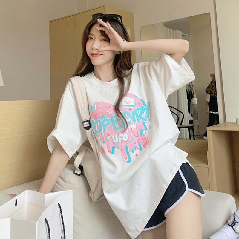 ホワイトTシャツ サマースタイルルーズ 夏物 スーパーモール14281459688