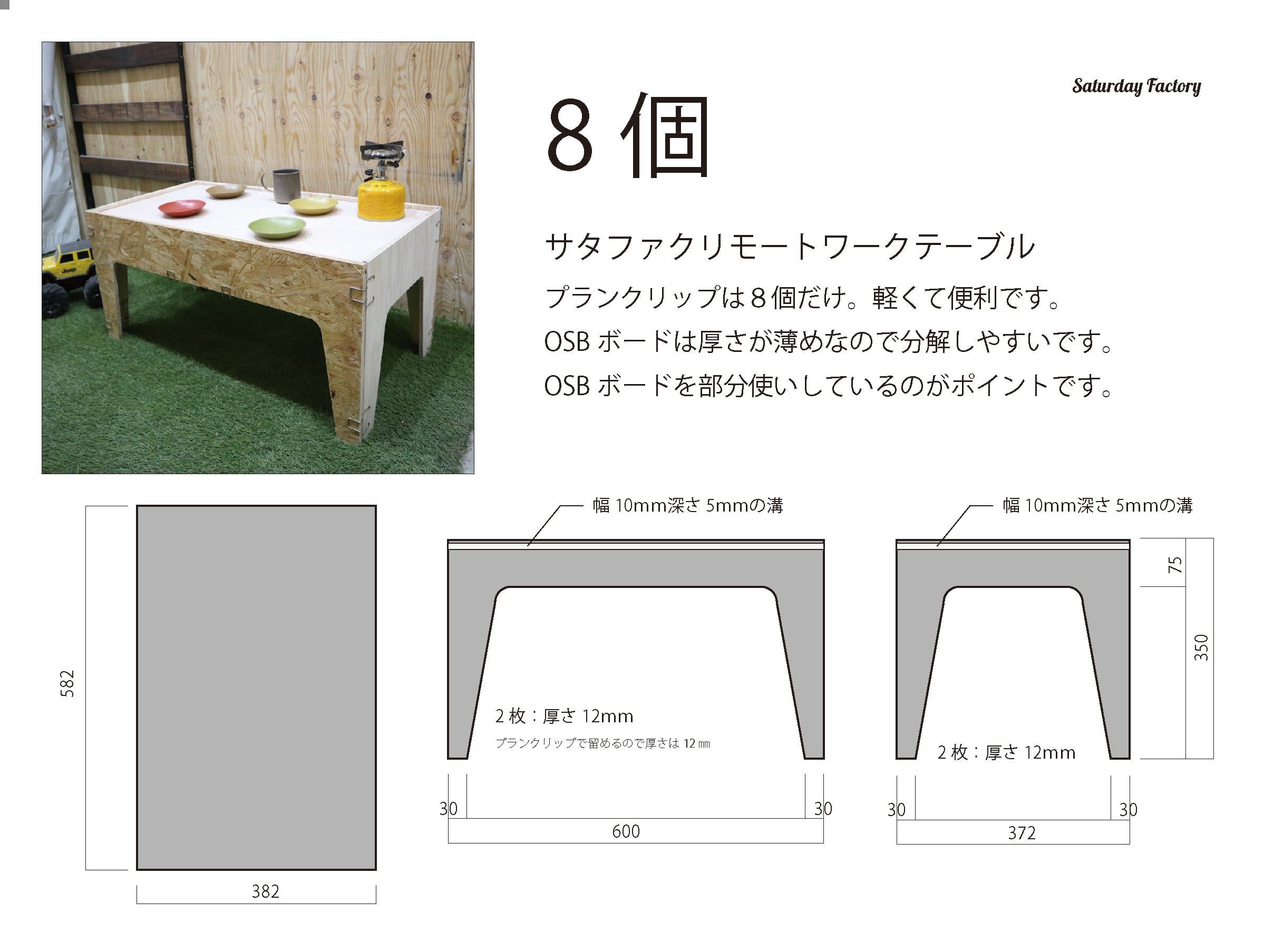 板を切ったらクリップするだけ｜PLANKLIP_プランクリップ｜１２個入り Saturday Factory