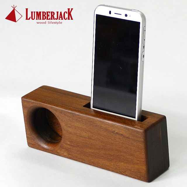 Lumberjack スマホスタンド ウッドスピーカー スマホスピーカー 木製 Iphoneスピーカー 卓上 おしゃれ シンプル ナチュラル インテリア ウッド 天然木 無垢材 ランバージャック Lumberjack