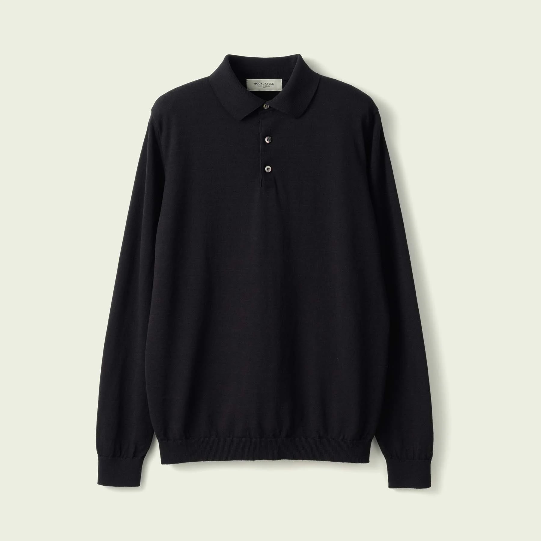 MOON CASTLE (ムーンキャッスル) ICE COTTON LONG POLO NECK (BLACK