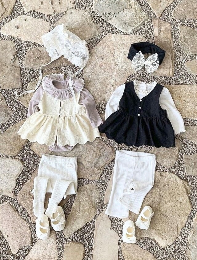 【NEW秋服】レースベストベビーワンピース / BEBEHOLIC / おえかけ服 / お祝い服 / ベビー服