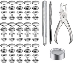 【特価処分】200個15mmジャンパーホックメタルボタンBetterJonnyステンレス鋼メタルボタン(ツール付き)DIY 手作(シルバー)…
