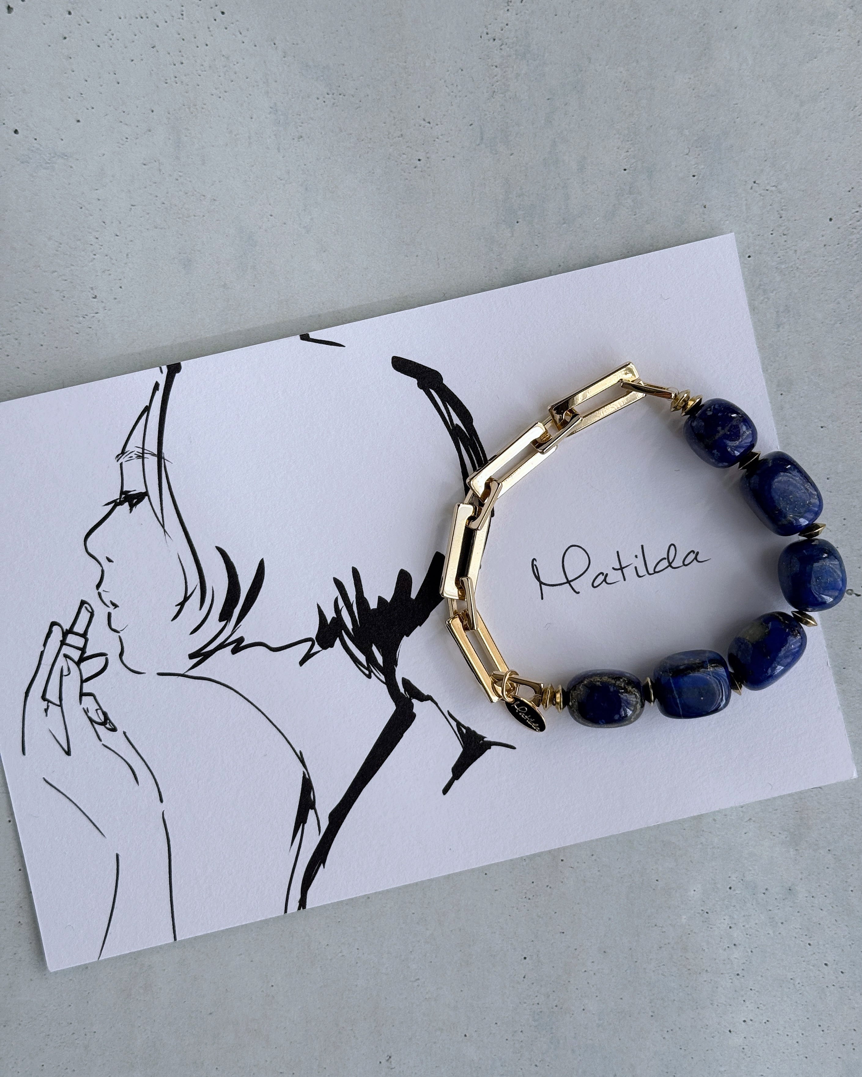 Chain & stone bracelet(ラピスラズリ)