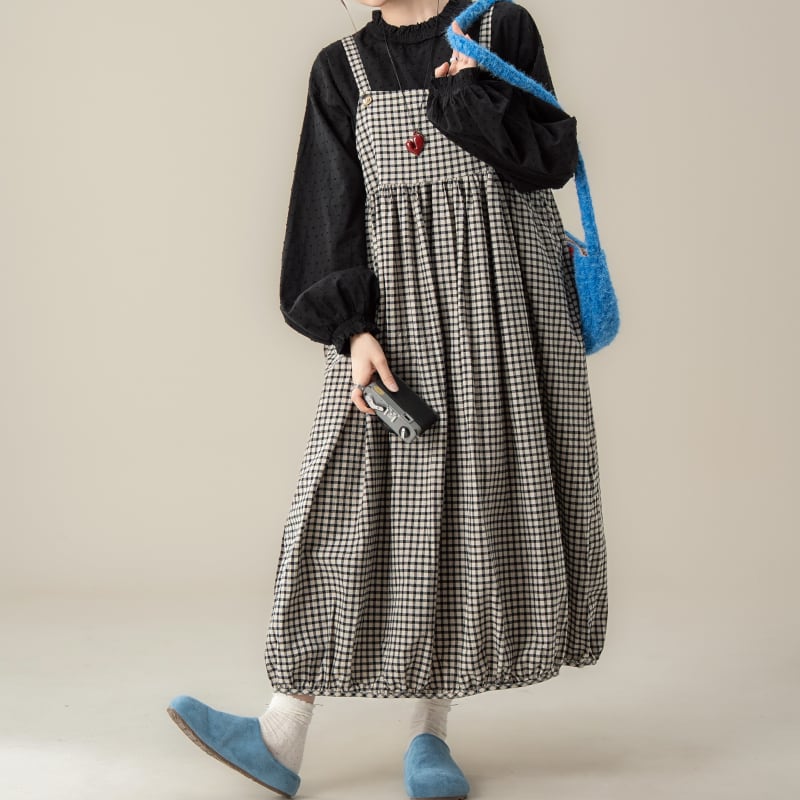 ギンガムチェックバルーンジャンパースカート M2164