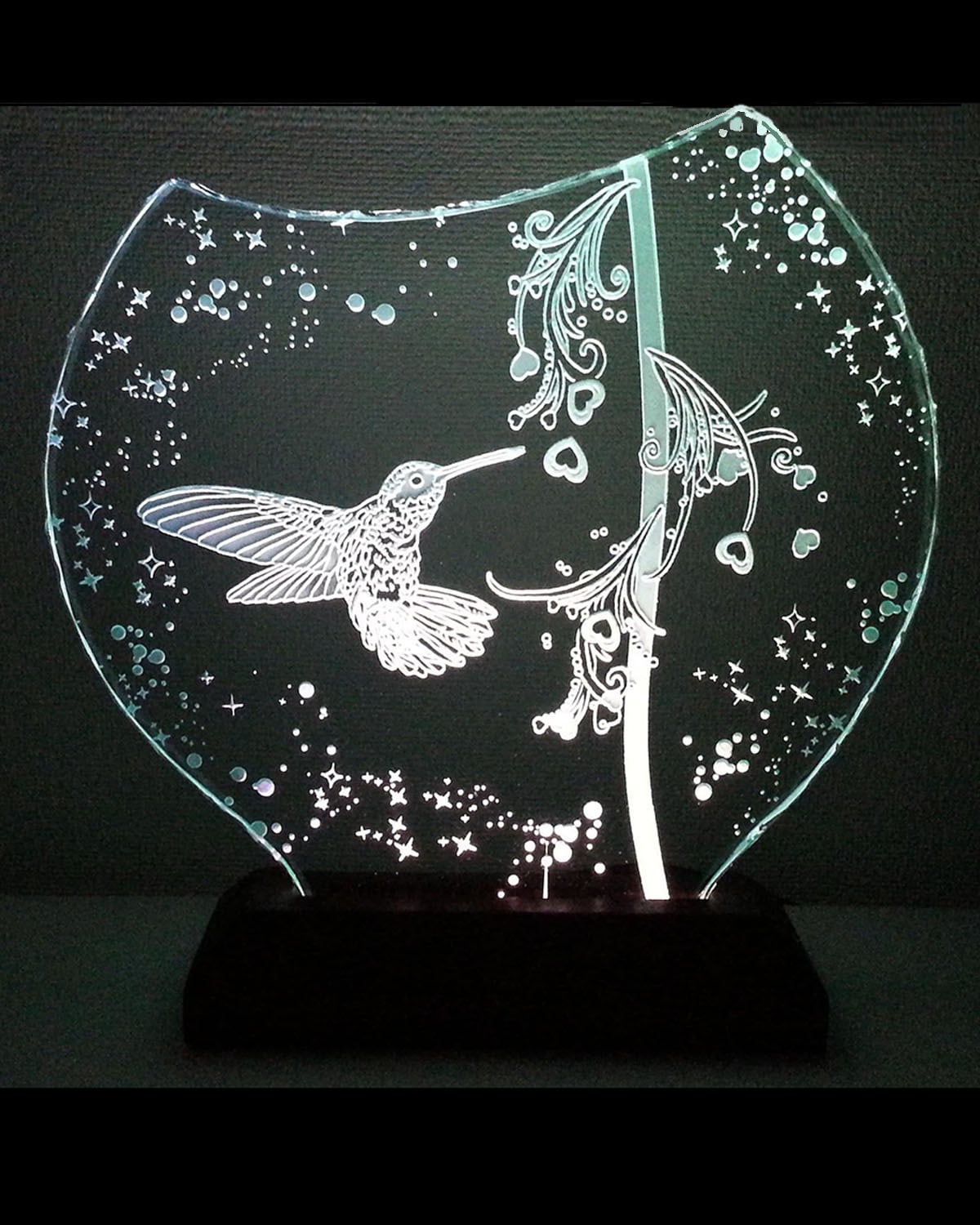 ハチドリと星夜の花 (ガラス:Mサイズ)