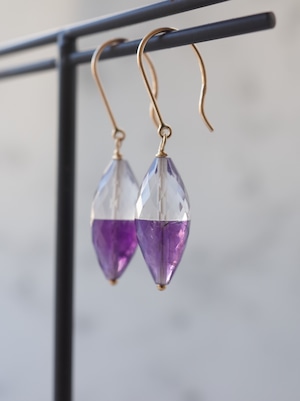 Amethyst x Rock Crystal Doublet Earrings - 1