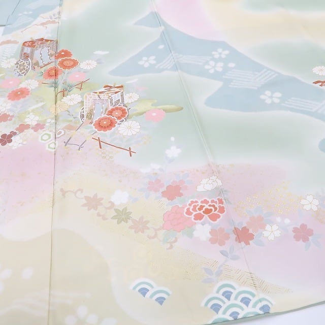 新品 滝泰謹製 金駒刺繍 着物 仕付け糸付“優しく華やかな躍動”訪問着 3267