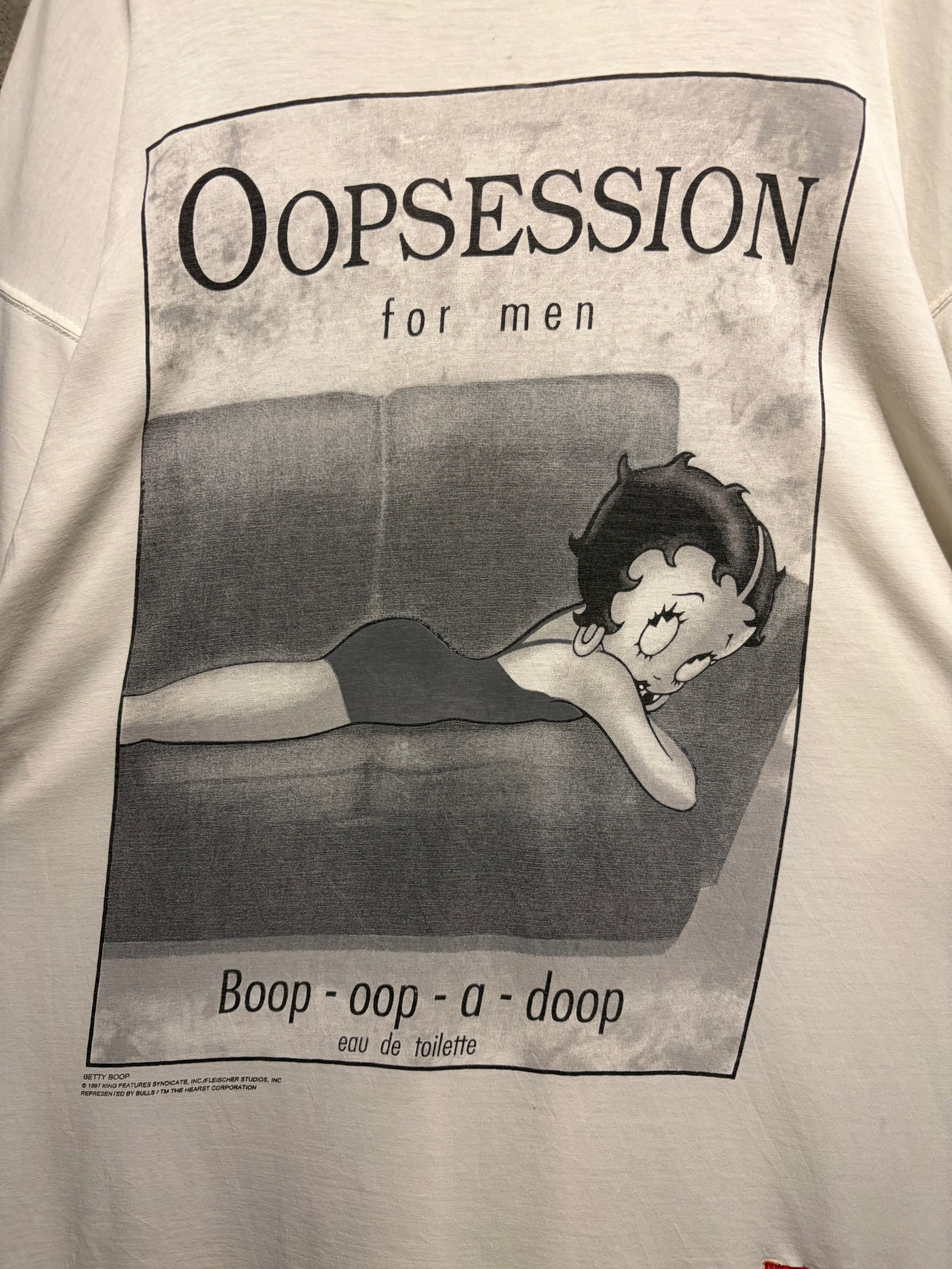 Caka】90's “Betty Boop” “Oopsession for men” Calvin Klein Parody T
