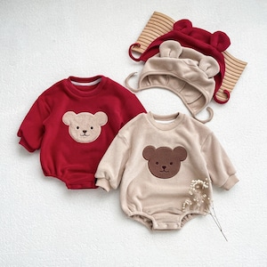 teddy bear rompers《ボンネット付き》