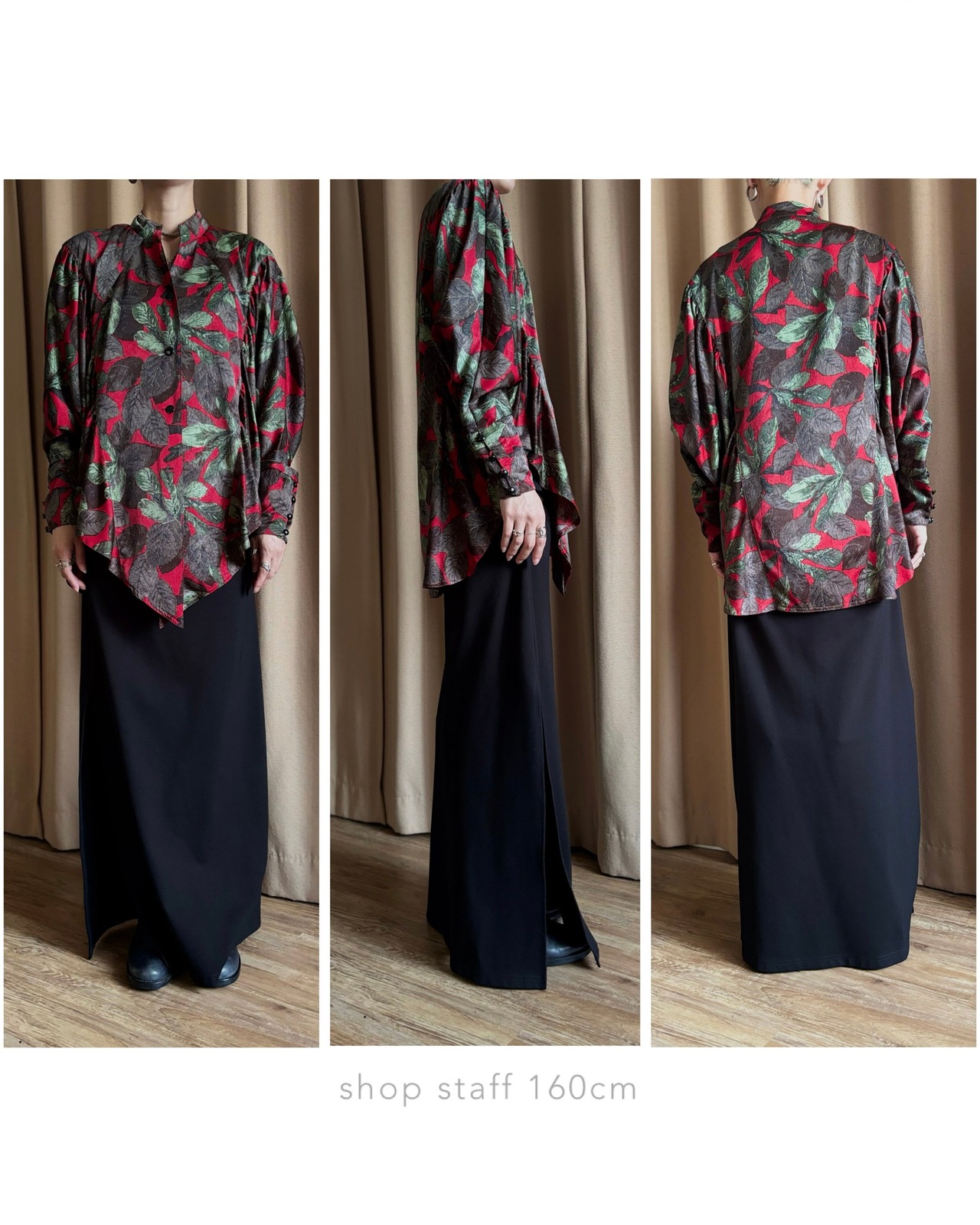 leaf pattern dolman sleeve shirt-4885-9