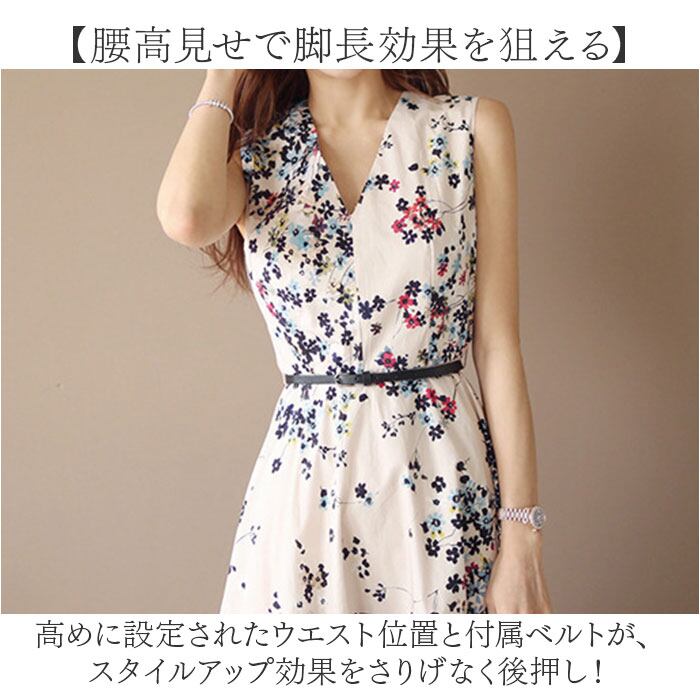ノースリーブ ワンピース 花柄 通販 花柄ワンピース aラインワンピース