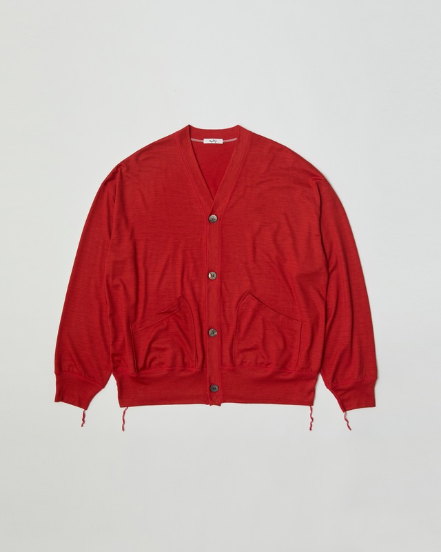 saby VINTAGE KNIT CARDIGAN- Super 100s Wool Jersey FAB - RED