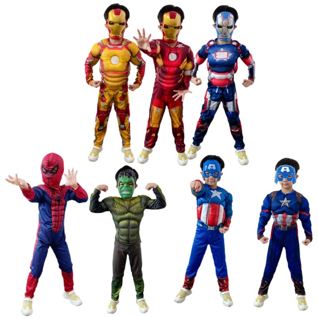 ,幼児キッズ男の子キャラクター筋肉付きコスチューム衣装　お面付き　オールインワン　ハロウィンクリスマス　プレゼント　lwk0107