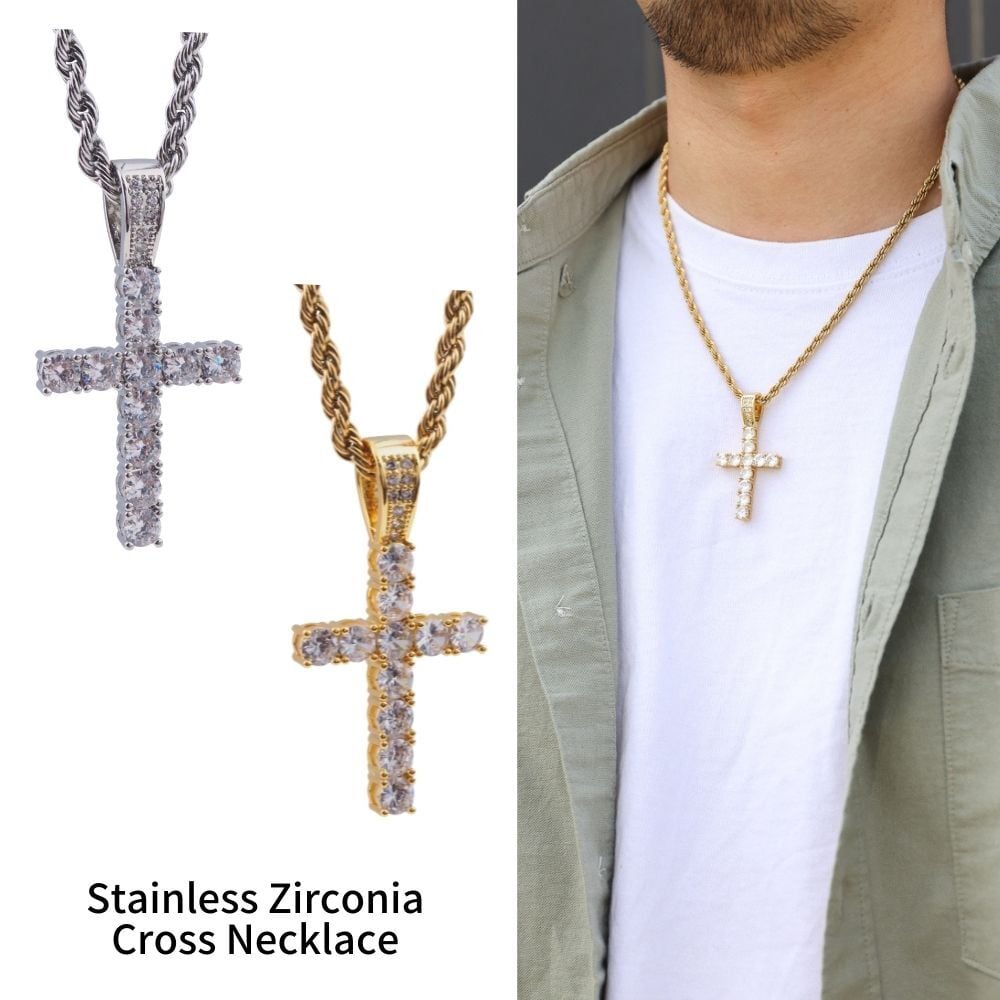 ネックレス　メンズ　レディース　黒　シンプル　クロス　十字架ネックレス