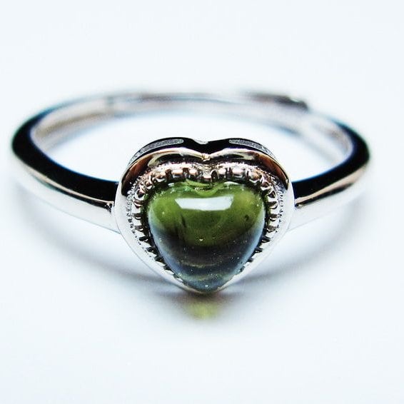モルダバイト リング モルダウ石 指輪 ハート フリーサイズ 13号 一点物 メール便可 [M便 1/20] 199-570