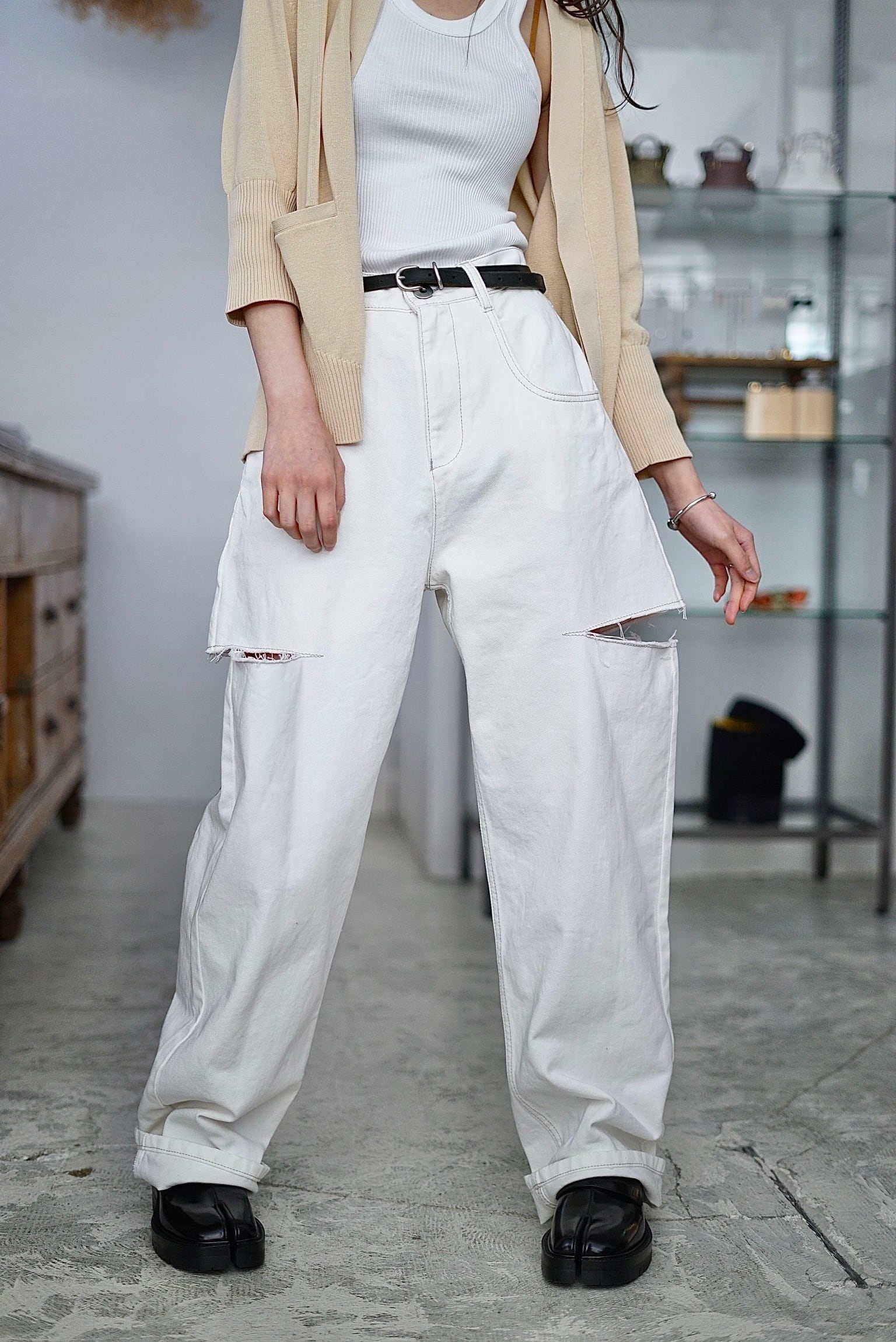 Maison Margiela / Denim jeans slash detail (White) | JUQUI Maison Margiela / Denim jeans slash detail (White) | JUQUI