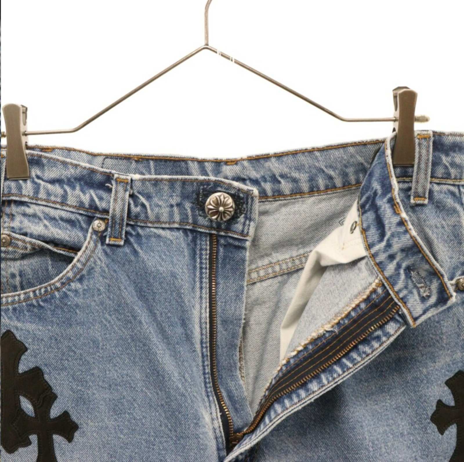 H*a様 スリークロスパッチラブブ　クロスパッチパンツ　至極の2点セット CHROME HEARTS クロムハーツ × LEVI'S U VNTG JEAN BLU/RED TAB 517