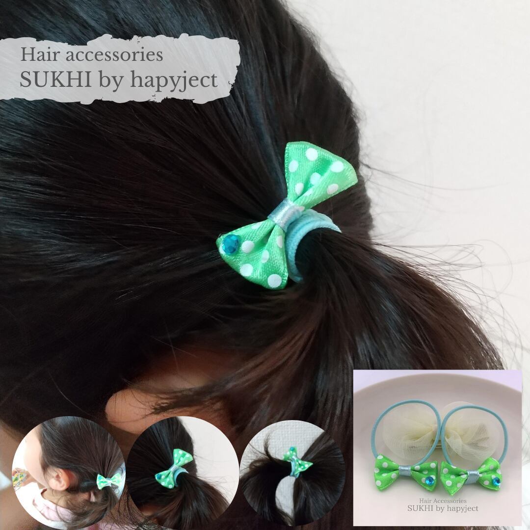 ドットリボンミニヘアゴム2個セット | SUKHI by hapyject