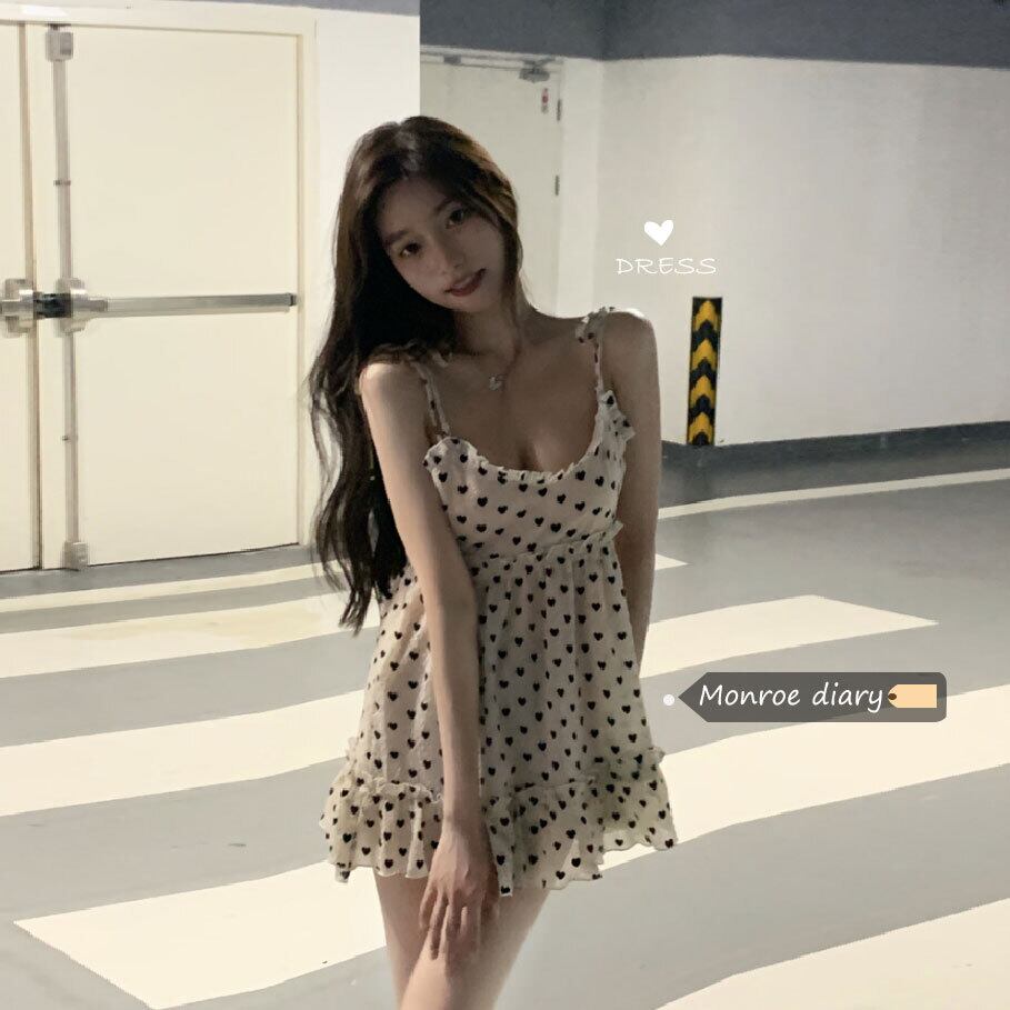 プリント柄ドレス サマーストラップレスショートスカート 夏物 モンロー45243079395
