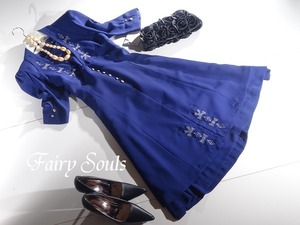 ★13号（XL）☆レトロモダン銀刺繍のロング丈ワンピース(OPN6964)