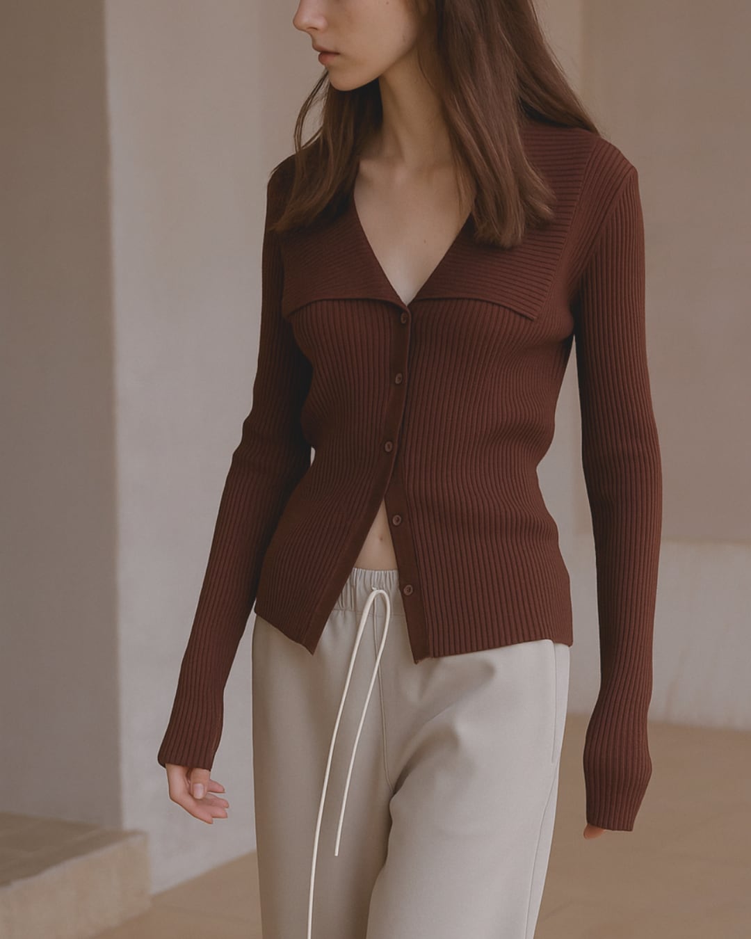 Tencel Big Collar Rib Knit