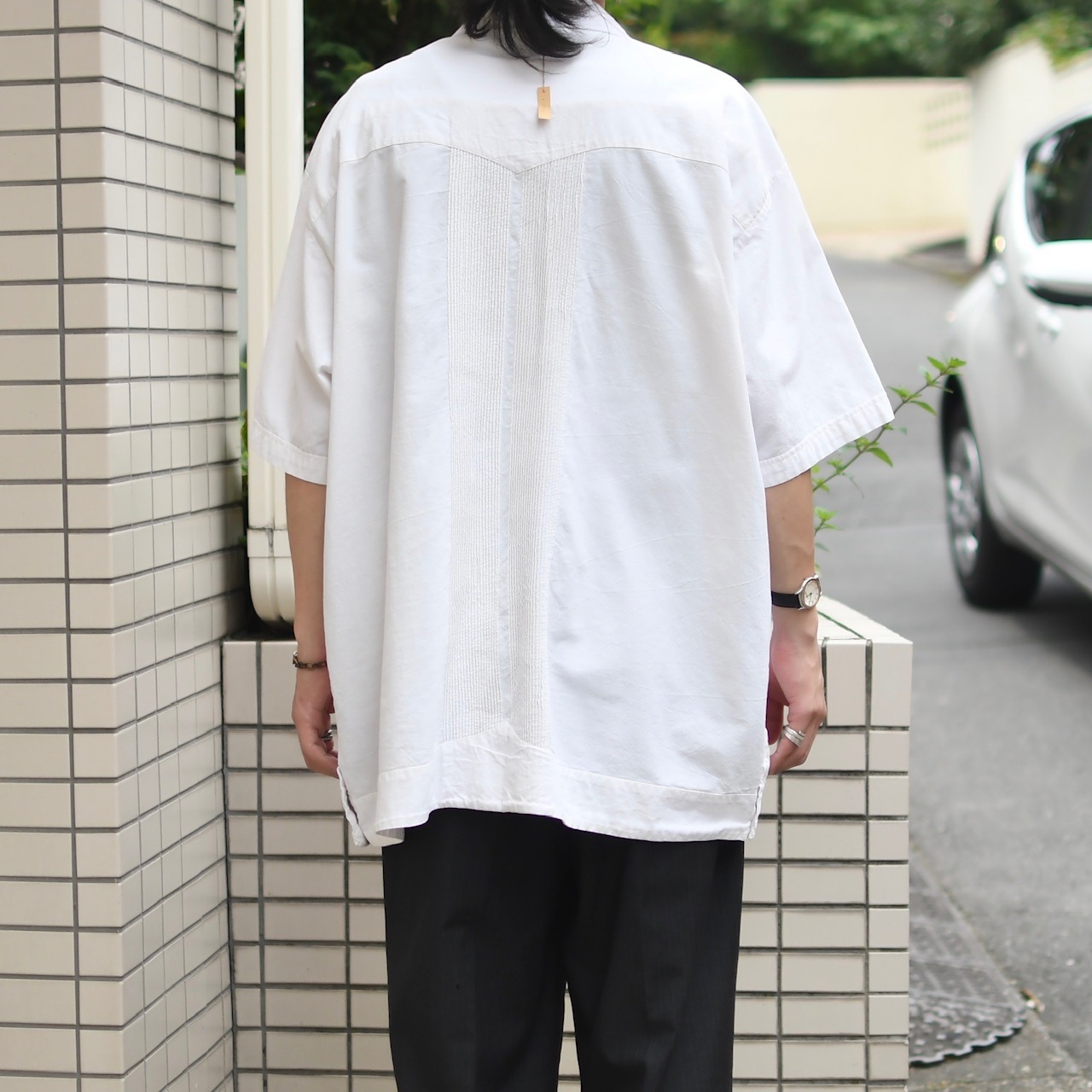 ~80's 3pocket cuba shirt white