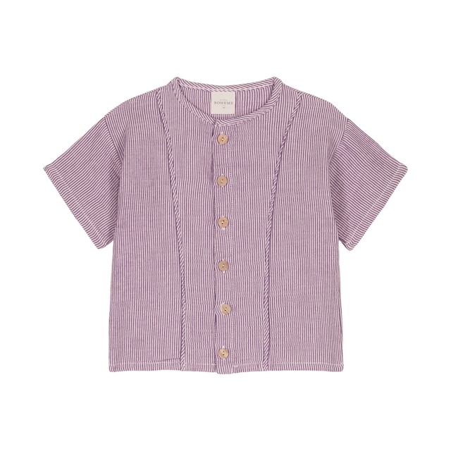 "SHIRT THELME Short sleeves" VIOLET STRIPES (12M-24M) / STUDIO BOHEME PARIS