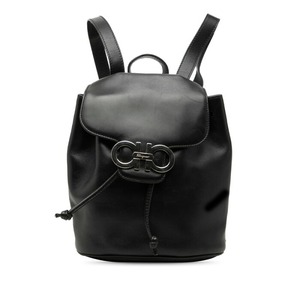 サルヴァトーレフェラガモ ダブルガンチーニ ミニ リュック デイパック DJ-216258 ブラック レザー レディース Salvatore Ferragamo 【中古】