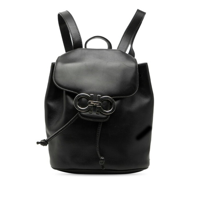 サルヴァトーレフェラガモ ダブルガンチーニ ミニ リュック デイパック DJ-216258 ブラック レザー レディース Salvatore Ferragamo 【中古】