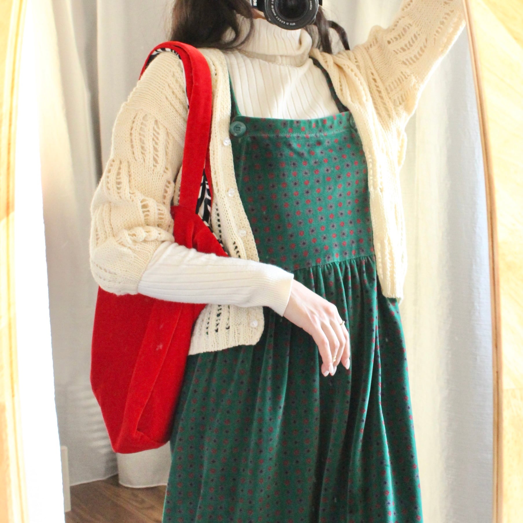 ベロアサロペットワンピース グリーン