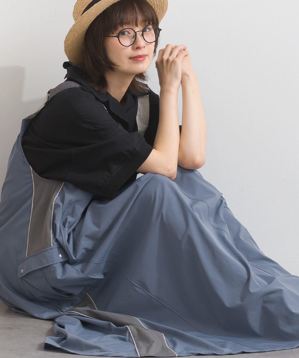 J261101 ストレッチナイロン配色ジャンパースカート / Stretch Nylon