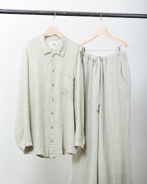 "FLAX" weave designed all linen shirt & easy trousers (set up) / Made In LITHUANIA