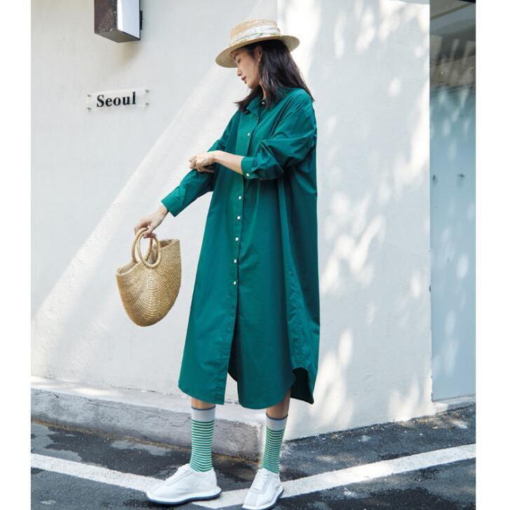 シャツワンピース レディース ワンピース 春 羽織り ロングワンピース