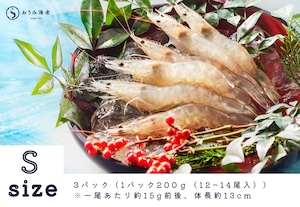 Sサイズ 近江海老（生食可、活〆急速冷凍）３パック　