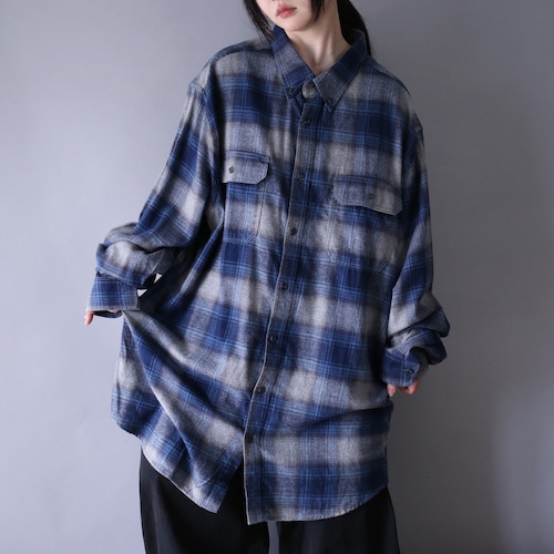 XXXLT super over silhouette good coloring shadow check shirt