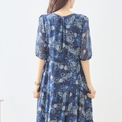 amie studio ボタニカルティアードワンピース【M~L】ネイビー