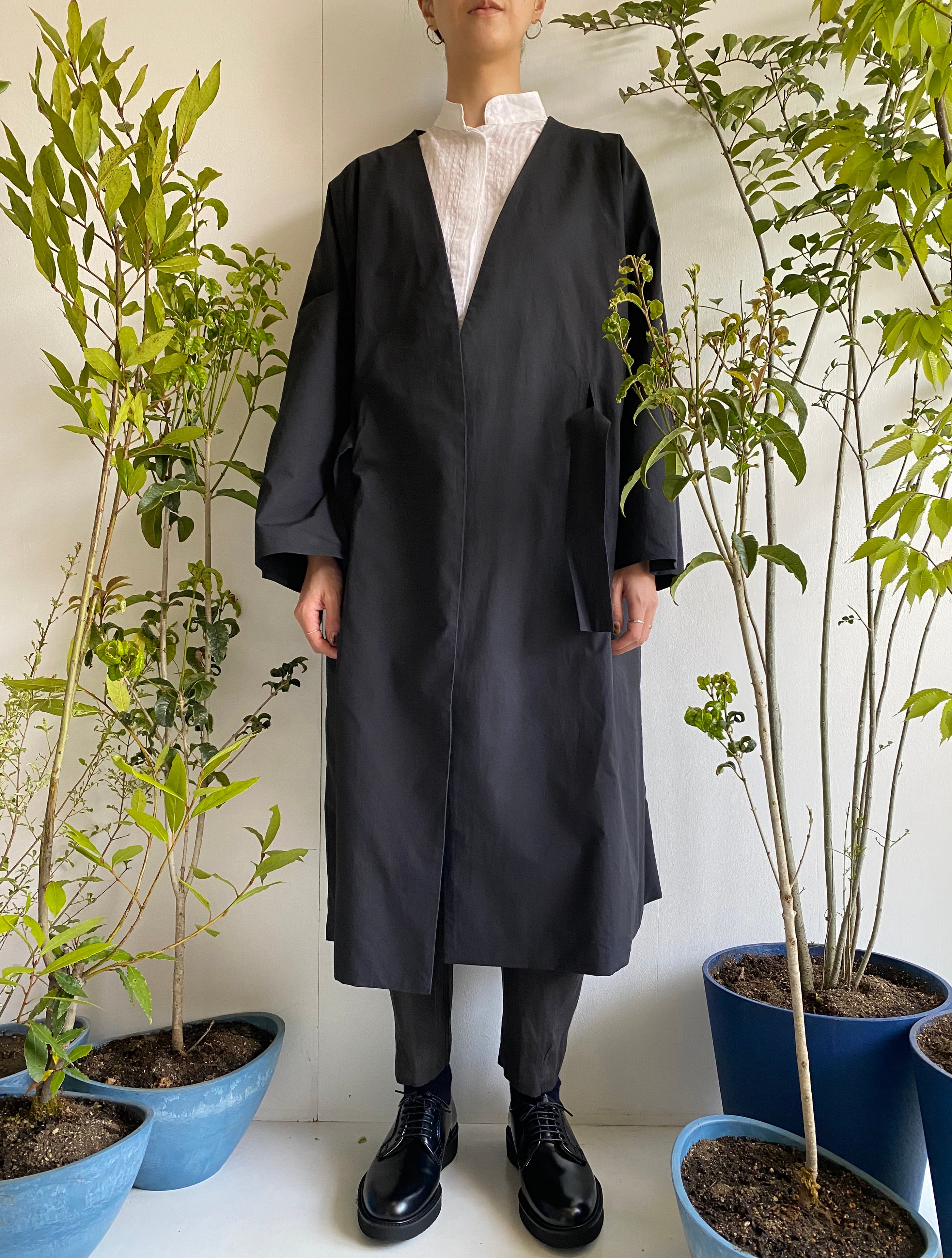 Gown coat "black" organic cotton