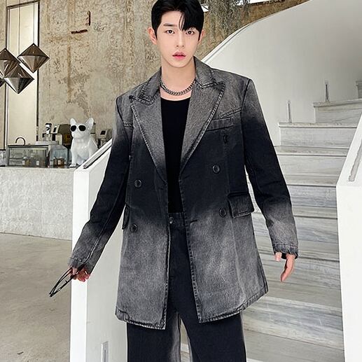 予約販売】メンズ セットアップ スーツ デニム ダークグレー