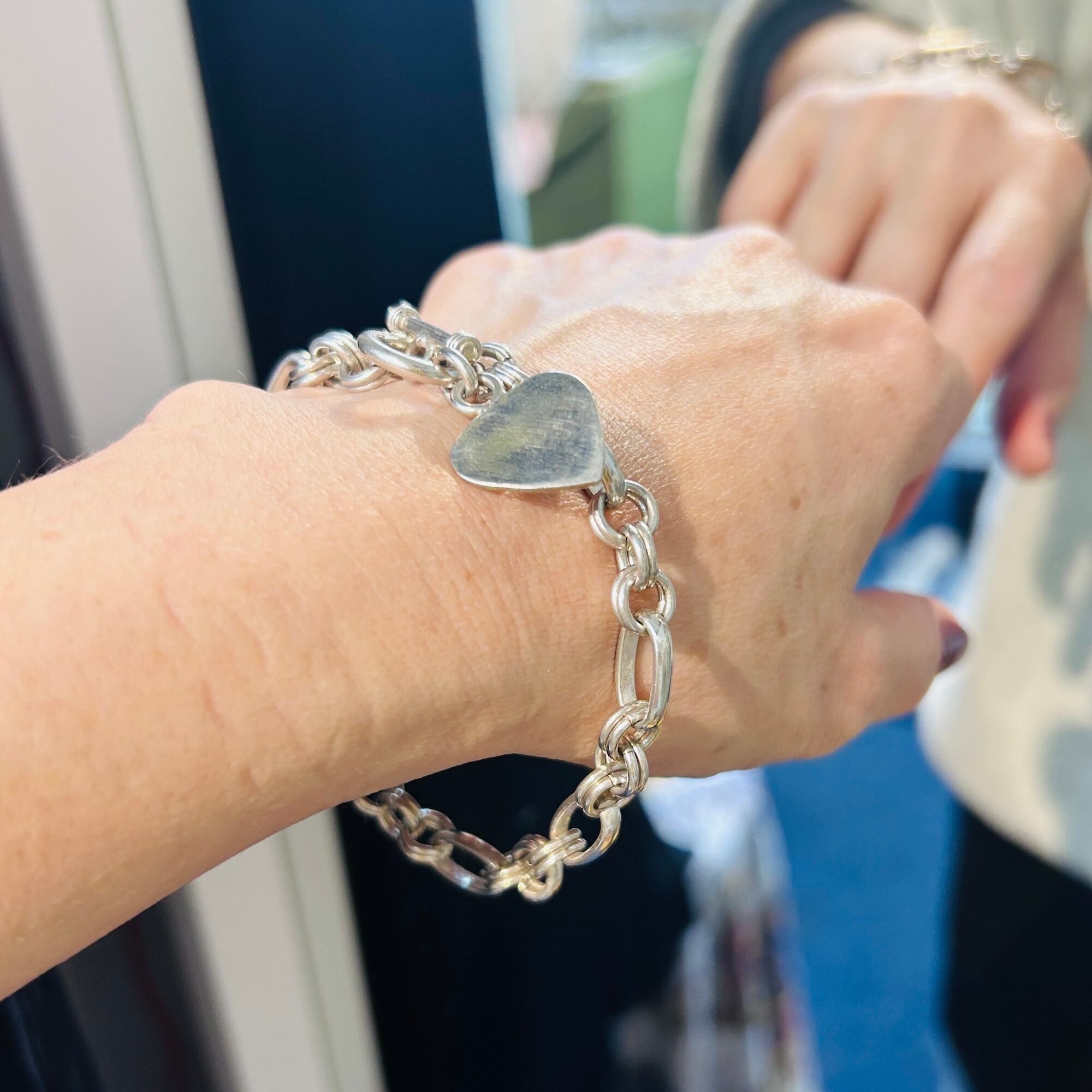 シルバー925 ハートタグトグルブレスレット（19cm） | Milo Antiques