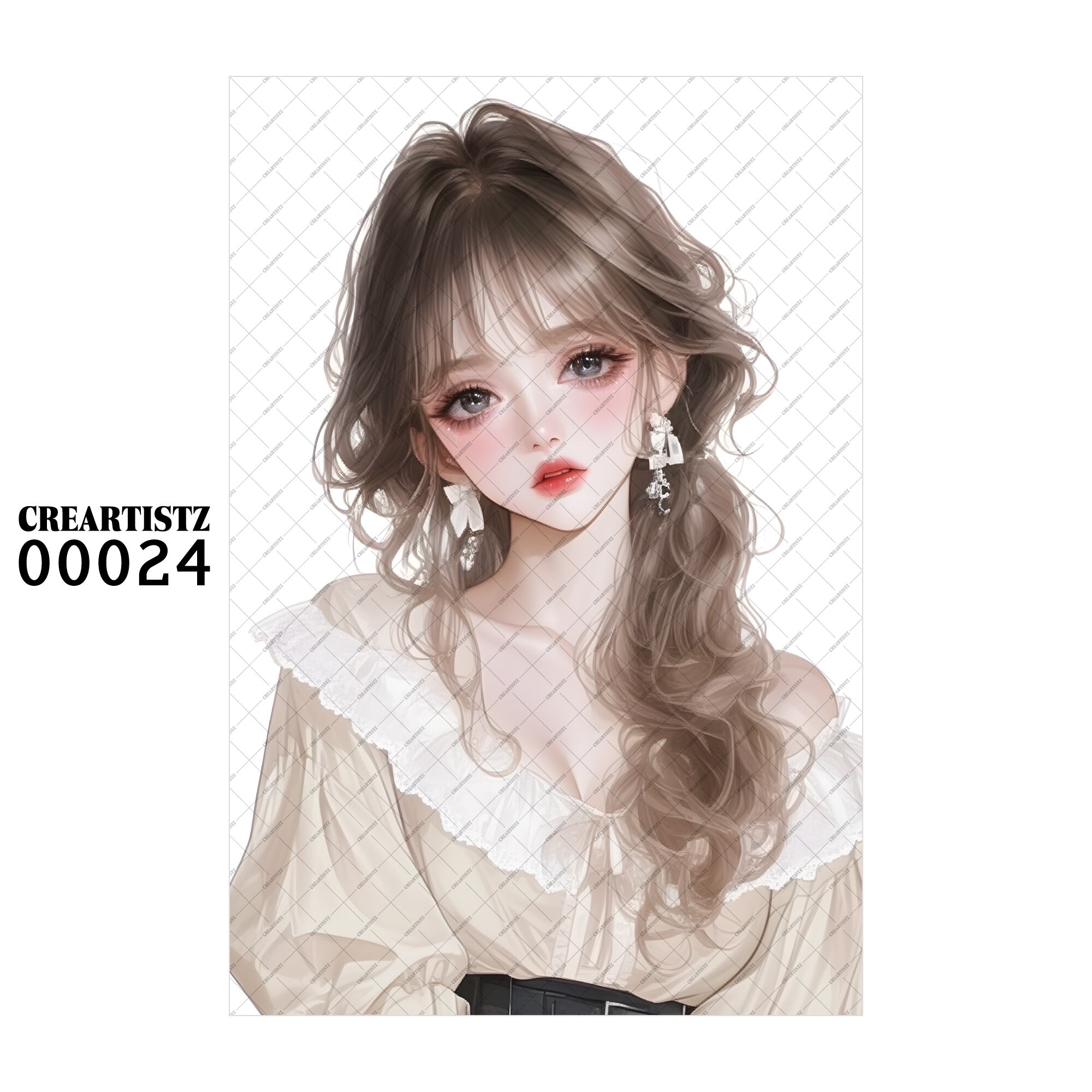 00024 ガール キュート オリジナル ペーパー/ステッカー 4枚セット CREARTISTZ
