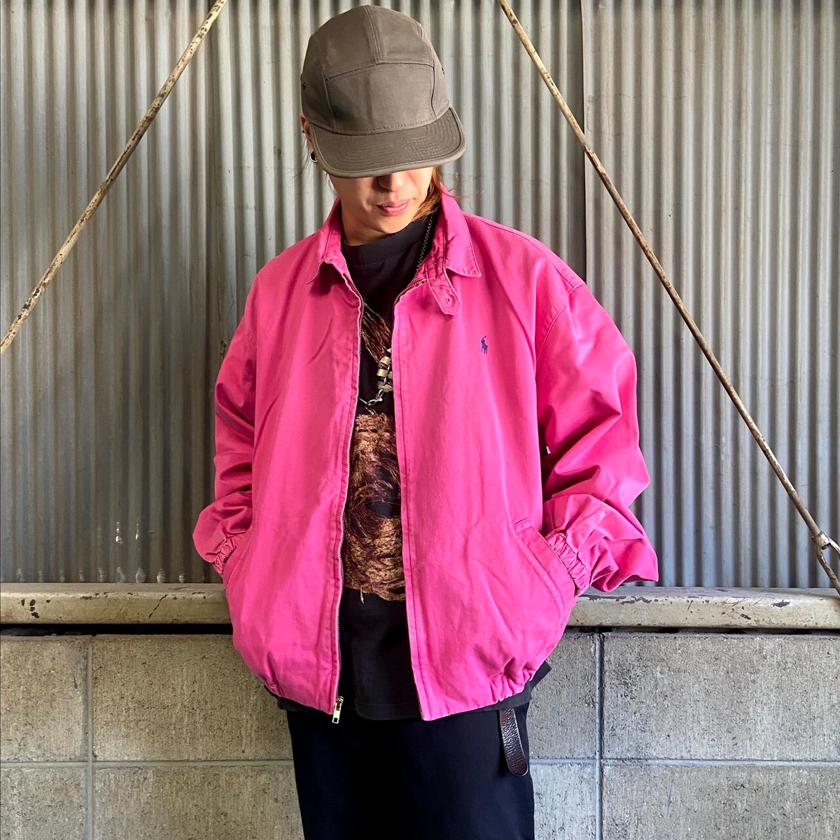 90年代 ラルフローレン スイングトップ ピンク メンズXL 古着 90S 