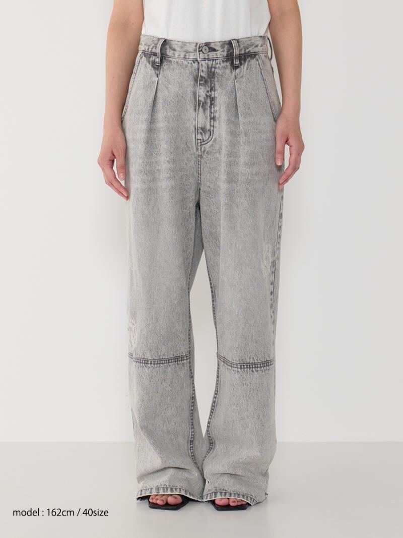 YENN 】HIGH RISE TUCK WIDE PANTS / LGRAY | valance 福井