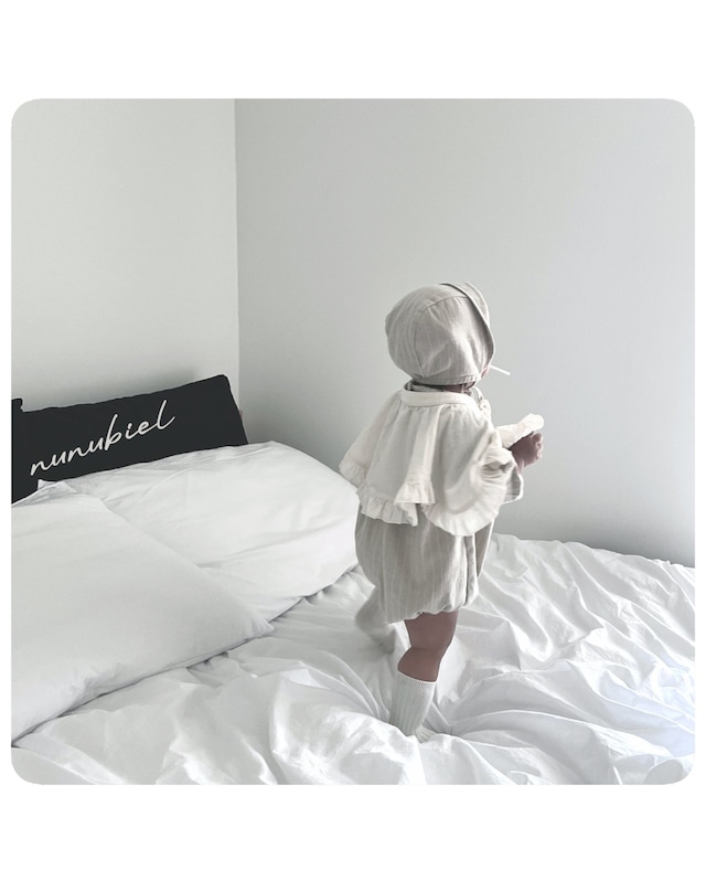 残り2点 即納⌇70,90cm ストライプ ロンパース ボンネット セット